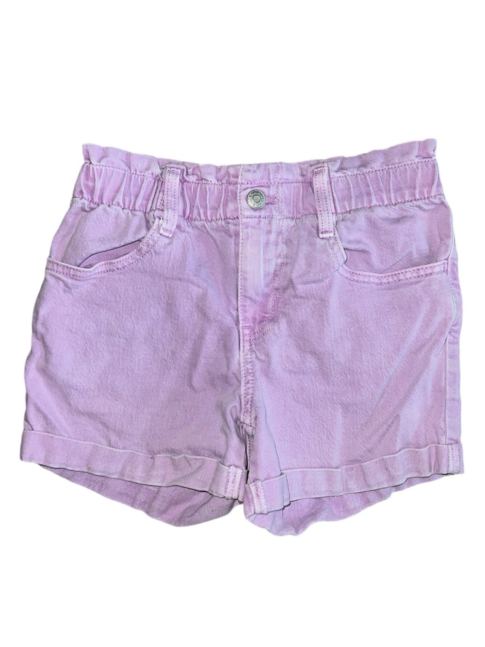 Girls' Lilac Elastic-Waist Denim Shorts Size 10/12